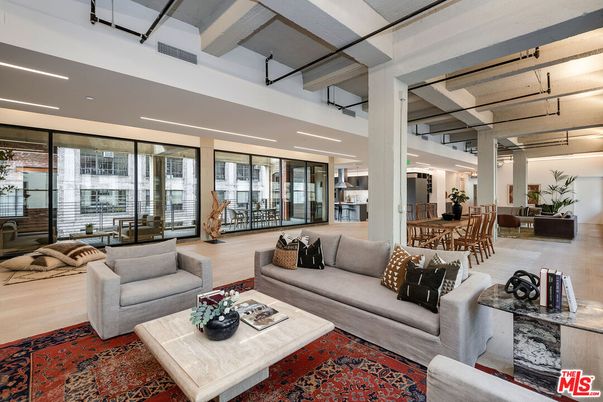 Dining room, Interior, Living room, Recessed Lighting, Wood Texture Flooring