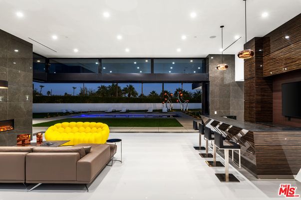 Billiard Table, Fireplace, Interior, Living room, Pendant Lights, Pool, Recessed Lighting