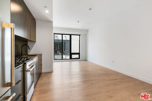Empty room, Interior, Kitchen, Recessed Lighting, Wood Texture Flooring