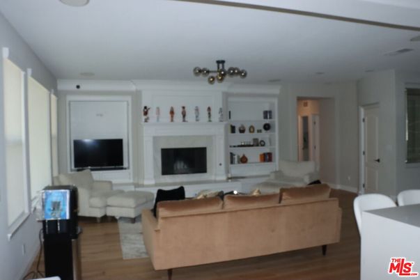 Fireplace, Interior, Living room, Pendant Lights, Wood Texture Flooring