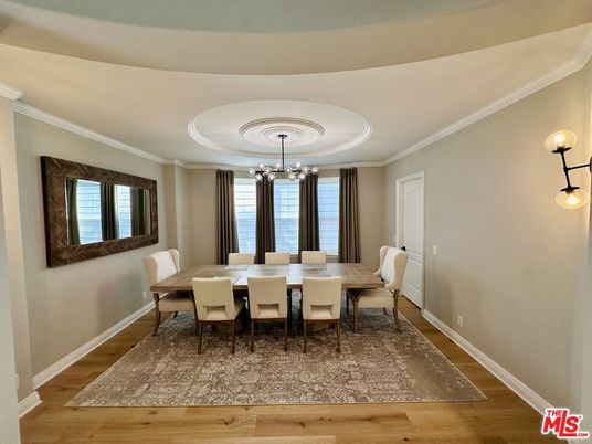 Chandelier, Dining room, Interior, Wood Texture Flooring