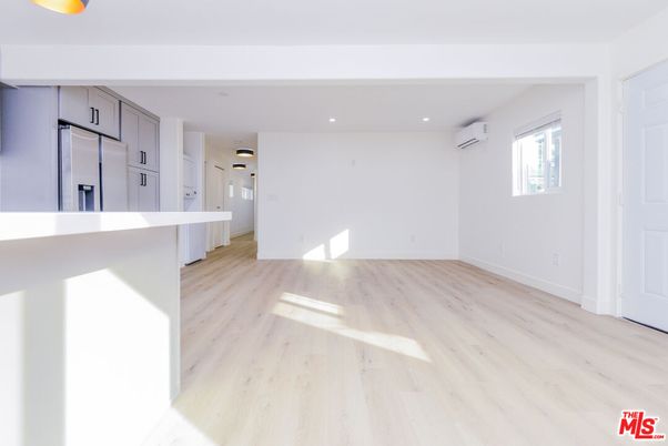 Empty room, Interior, Kitchen, Recessed Lighting, Wood Texture Flooring