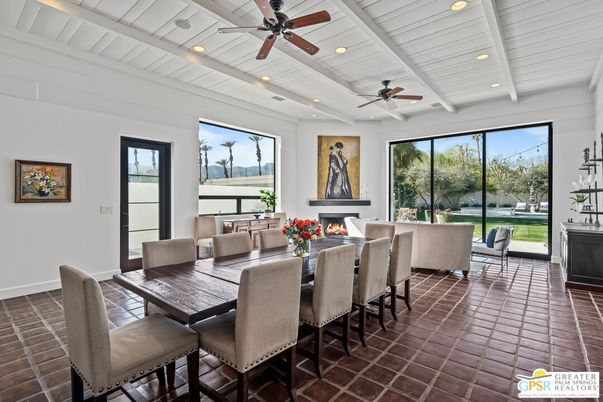 Dining room, Fireplace, Interior, Living room, Recessed Lighting