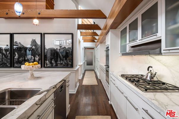 Interior, Kitchen, Pendant Lights, Wooden Beams, Wood Texture Flooring