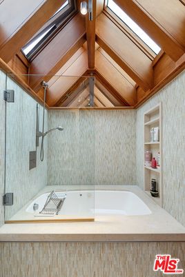 Bathroom, Glass Shower, Interior, Wooden Beams, Wooden Ceilings