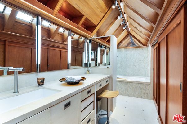 Bathroom, Dual Sink Vanities, Interior, Wooden Beams, Wooden Ceilings, Wooden Walls