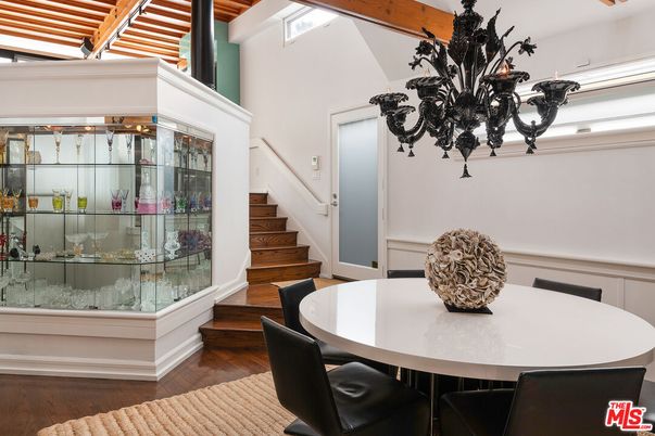 Chandelier, Dining room, Interior, Wood Texture Flooring