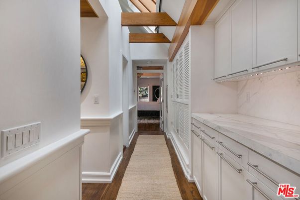 Interior, Marble Walls, Wooden Beams, Wood Texture Flooring