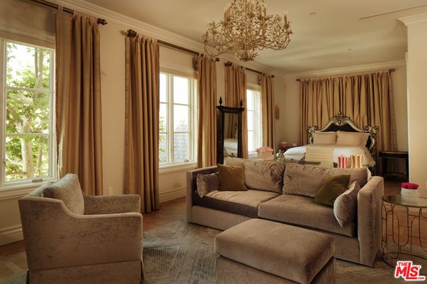 Bedroom, Chandelier, Interior, Recessed Lighting, Wood Texture Flooring