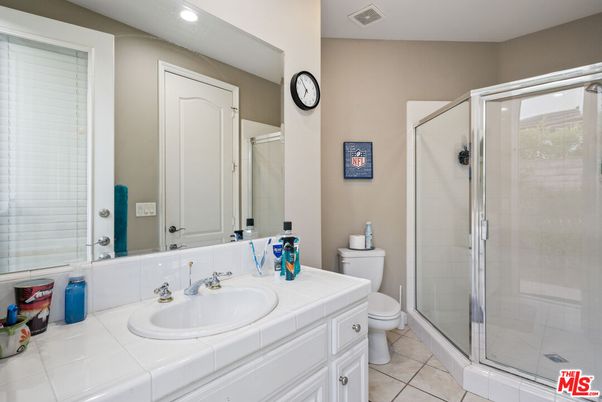 Bathroom, Glass Shower, Interior, Recessed Lighting, Tile Countertops