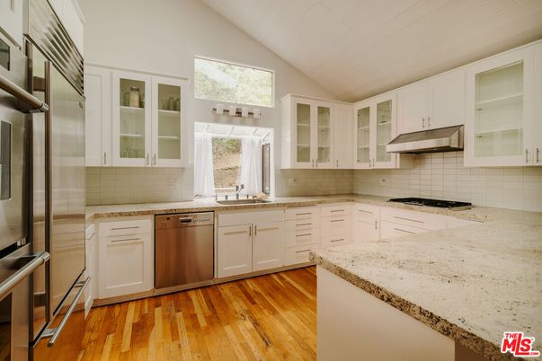 Interior, Kitchen, Stainless Steel Appliances, Wood Texture Flooring