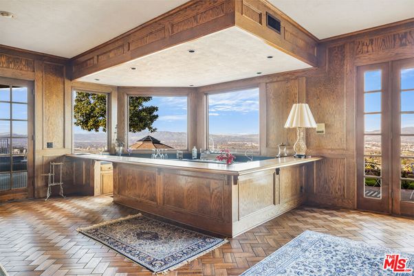 Home Office, Interior, Recessed Lighting, Wood Texture Flooring, Wooden Walls
