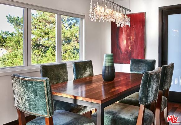 Chandelier, Dining room, Interior, Wood Texture Flooring