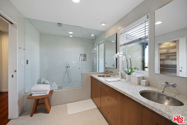 Bathroom, Dual Sink Vanities, Glass Shower, Interior, Recessed Lighting
