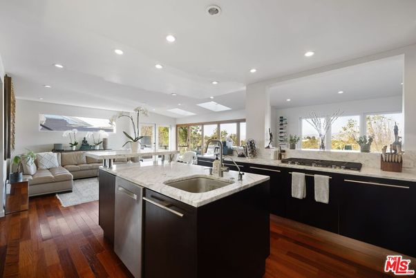 Interior, Kitchen, Living room, Recessed Lighting, Stainless Steel Appliances, Wood Texture Flooring