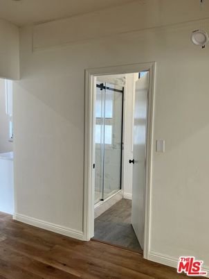 Bathroom, Glass Shower, Interior, Wood Texture Flooring