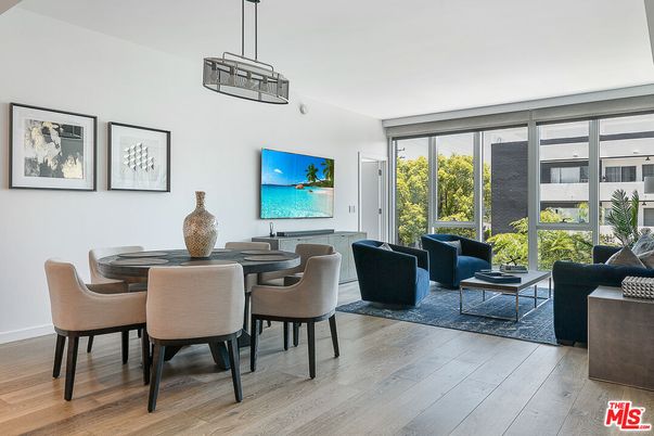 Dining room, Interior, Living room, Pendant Lights, Wood Texture Flooring