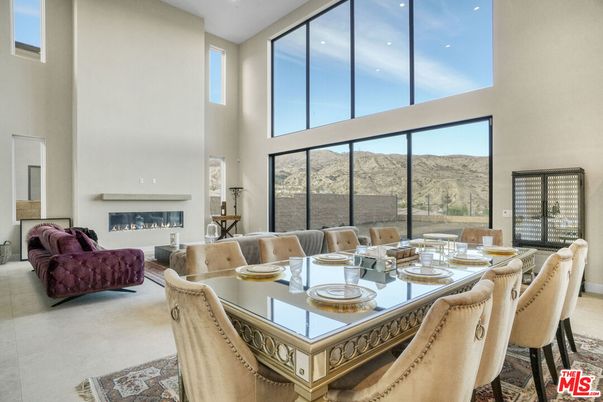 Dining room, Fireplace, Interior, Living room, Recessed Lighting