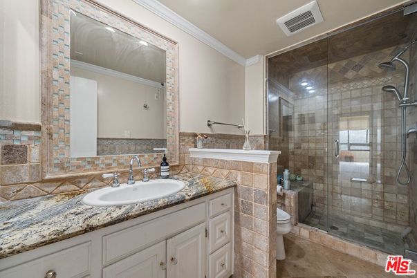 Bathroom, Glass Shower, Interior, Recessed Lighting