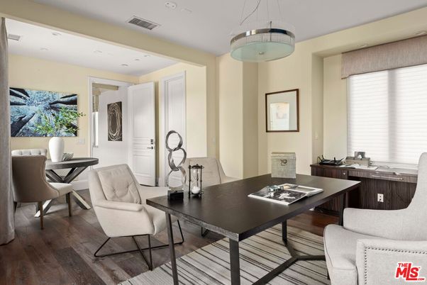 Home Office, Interior, Pendant Lights, Recessed Lighting, Wood Texture Flooring