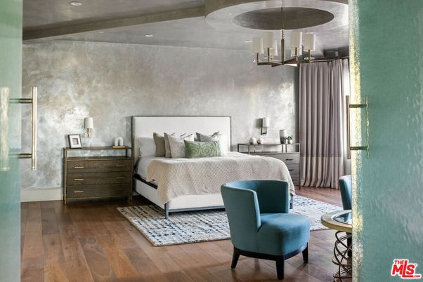 Bedroom, Chandelier, Interior, Pendant Lights, Recessed Lighting, Wood Texture Flooring