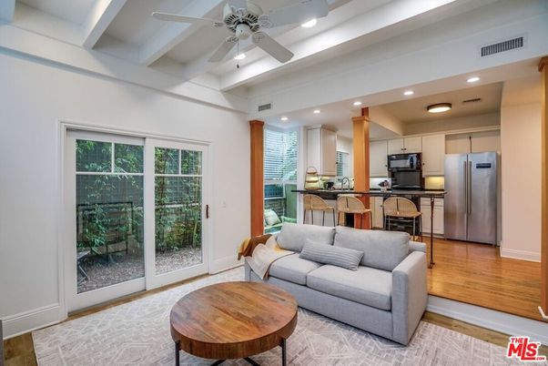 Interior, Kitchen, Living room, Recessed Lighting, Stainless Steel Appliances, Wood Texture Flooring