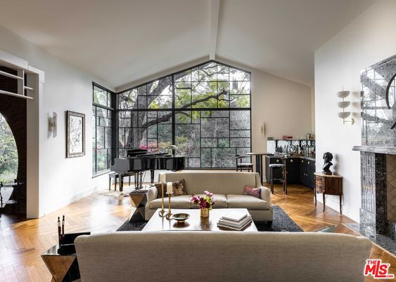Fireplace, Interior, Living room, Piano, Wood Texture Flooring