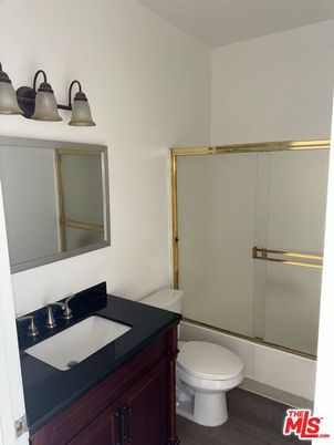 Bathroom, Glass Shower, Interior, Wood Texture Flooring