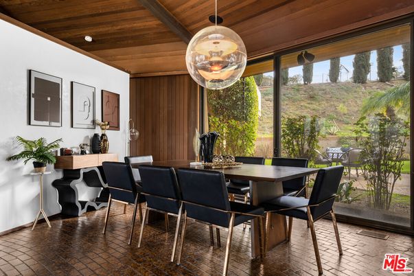 Dining room, Interior, Pendant Lights, Wooden Ceilings, Wood Texture Flooring