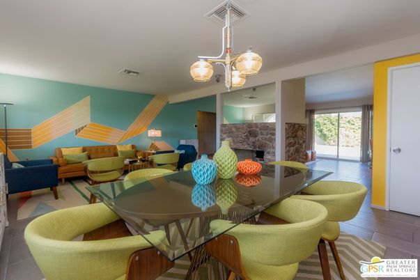 Dining room, Fireplace, Interior, Living room, Pendant Lights, Wood Texture Flooring