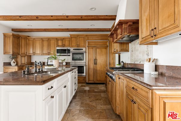 Interior, Kitchen, Recessed Lighting, Stainless Steel Appliances, Wooden Beams