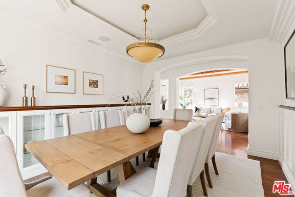 Dining room, Interior, Living room, Pendant Lights, Wood Texture Flooring