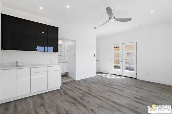 Empty room, Interior, Kitchen, Recessed Lighting, Wood Texture Flooring