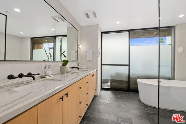 Bathroom, Dual Sink Vanities, Free Standing Baths, Glass Shower, Interior, Recessed Lighting