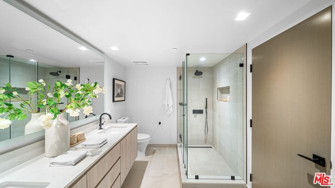 Bathroom, Dual Sink Vanities, Glass Shower, Interior, Recessed Lighting