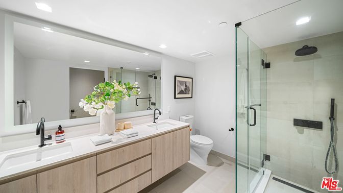 Bathroom, Dual Sink Vanities, Glass Shower, Interior, Recessed Lighting