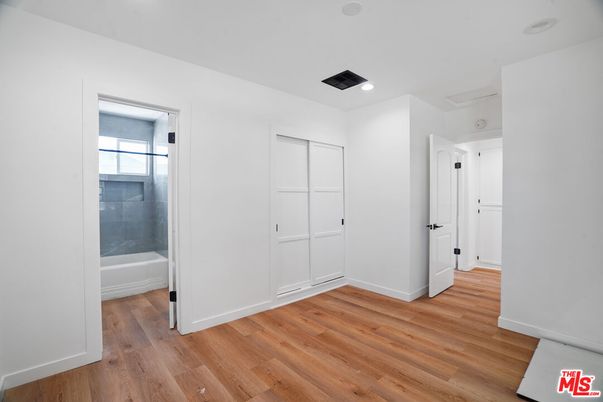 Bathroom, Empty room, Interior, Recessed Lighting, Wood Texture Flooring