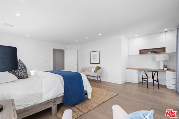 Bedroom, Home Office, Interior, Recessed Lighting, Wood Texture Flooring