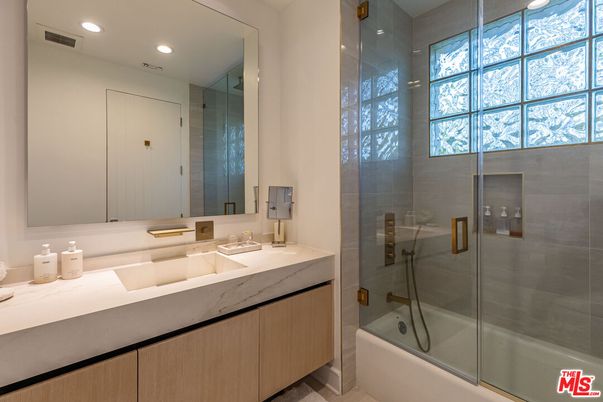 Bathroom, Glass Shower, Interior, Recessed Lighting