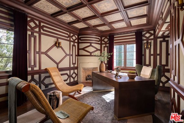 Fireplace, Home Office, Interior, Wooden Beams, Wooden Ceilings