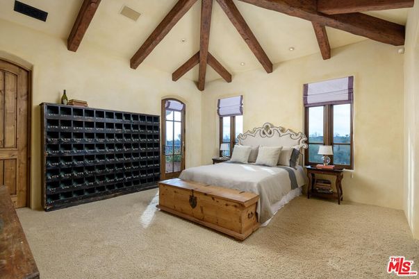 Bedroom, Interior, Recessed Lighting, Wooden Beams
