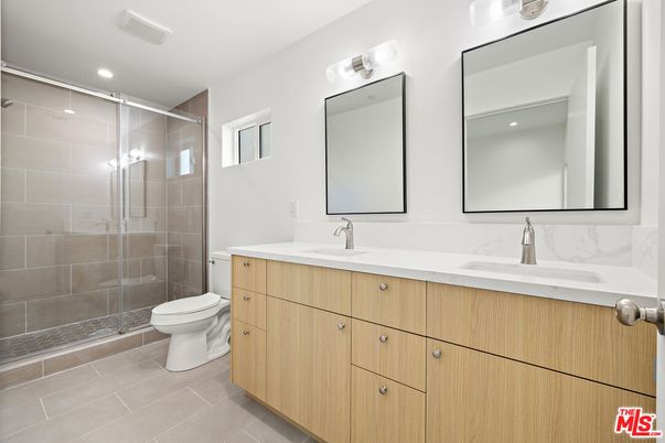Bathroom, Dual Sink Vanities, Glass Shower, Interior, Recessed Lighting