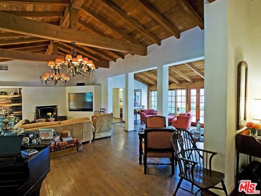Chandelier, Dining room, Fireplace, Interior, Living room, Wooden Beams, Wooden Ceilings, Wood Texture Flooring