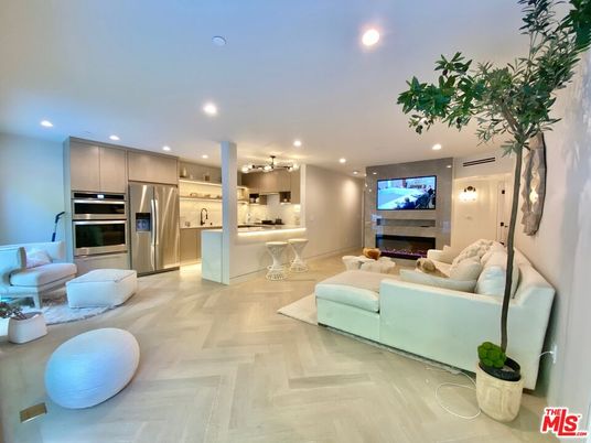 Interior, Kitchen, Living room, Recessed Lighting, Stainless Steel Appliances, Wood Texture Flooring
