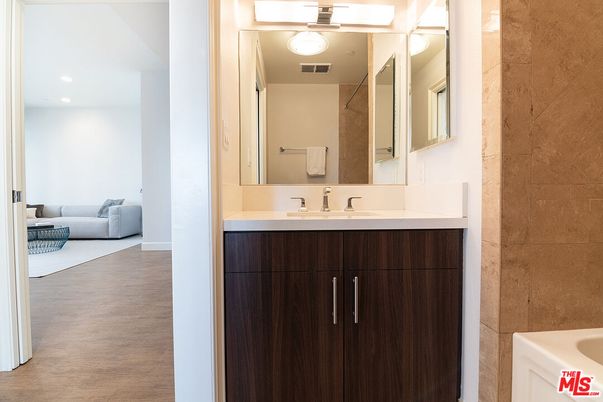 Bathroom, Interior, Recessed Lighting, Wood Texture Flooring