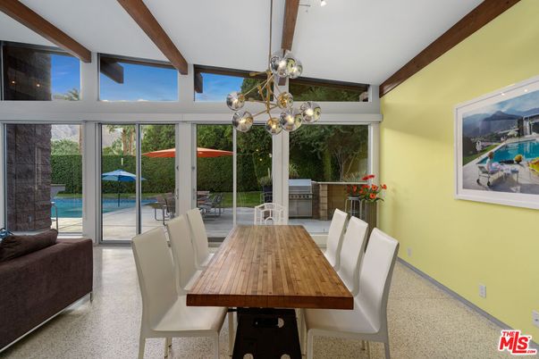 Dining room, Interior, Pendant Lights, Wooden Beams