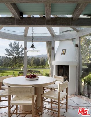 Dining room, Fireplace, Interior, Pendant Lights