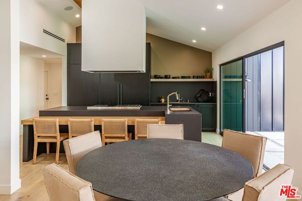 Dining room, Interior, Kitchen, Recessed Lighting, Wood Texture Flooring