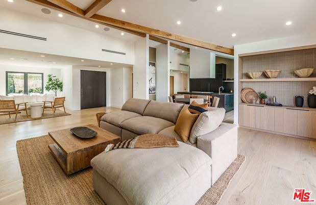 Dining room, Interior, Kitchen, Living room, Recessed Lighting, Wooden Beams, Wood Texture Flooring