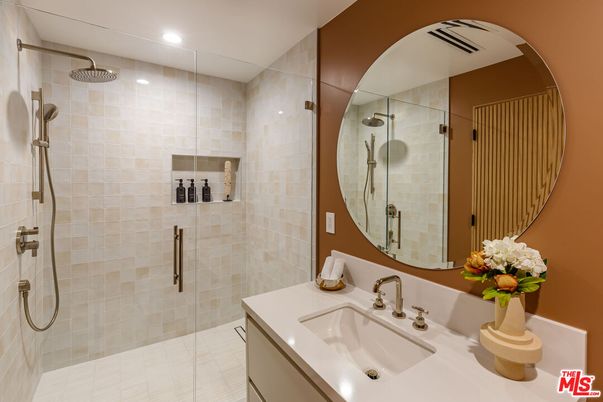 Bathroom, Glass Shower, Interior, Recessed Lighting